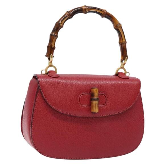GUCCI Bamboo Hand Bag Leather Red Gold 000 46 000 46 - Picture 1 of 16